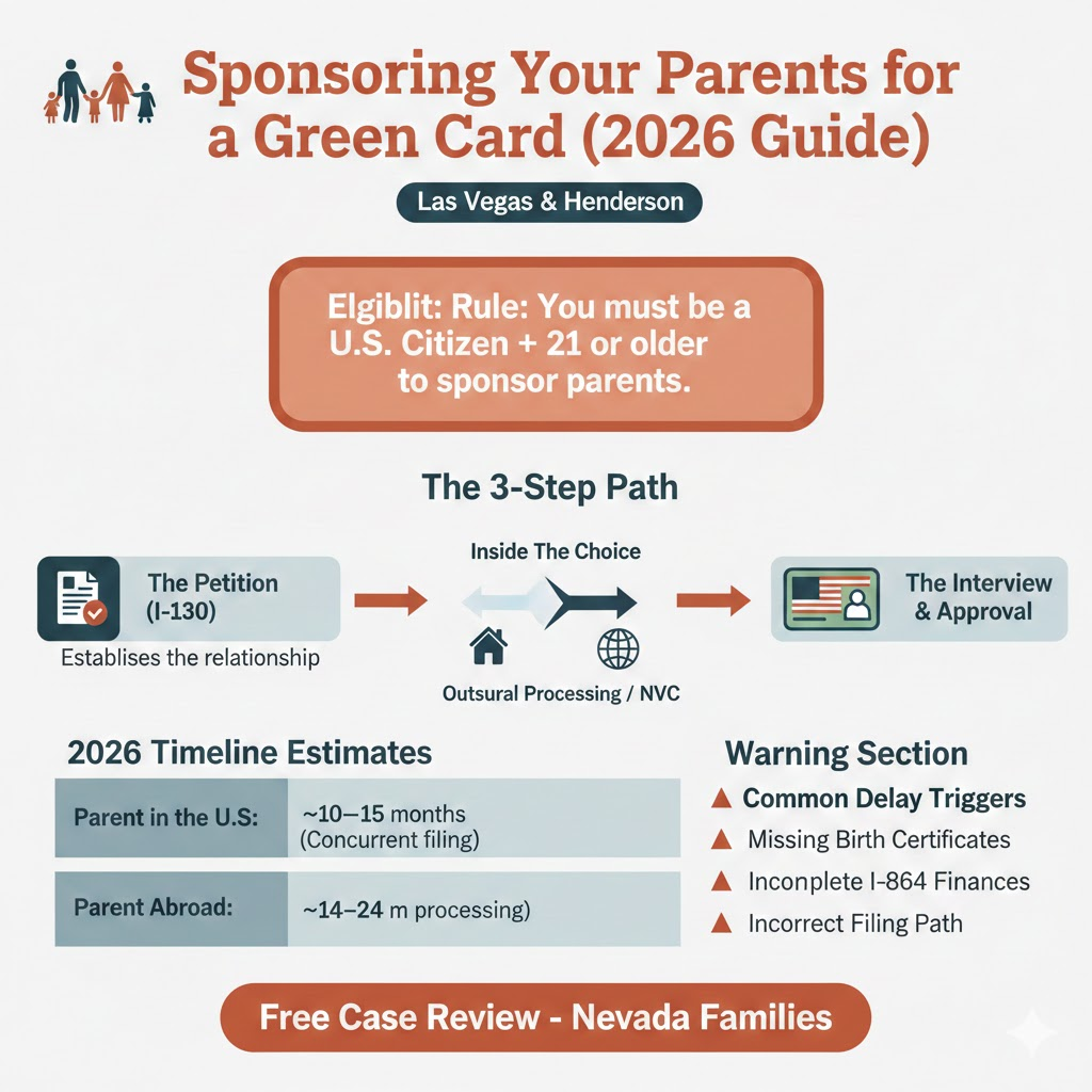 An infographic detailing the 2026 I-864 Affidavit of Support income requirements for 125% of Federal Poverty Guidelines, specifically designed for immigration clients in Henderson and Las Vegas.
